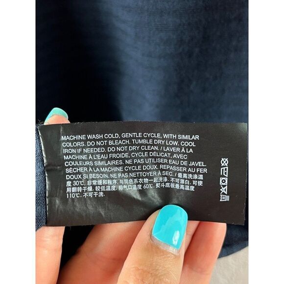 Theory Willem Flame Striped Jersey Polo Men's Large Navy Blue Short Sleeves - Picture 9 of 9